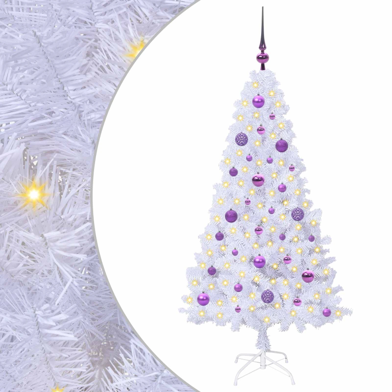 vidaXL Mākslīgā Ziemassvētku eglīte Balts 150 cm PVC un tērauds