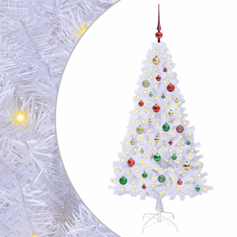vidaXL Mākslīgā Ziemassvētku eglīte Balts 150 cm PVC un tērauds