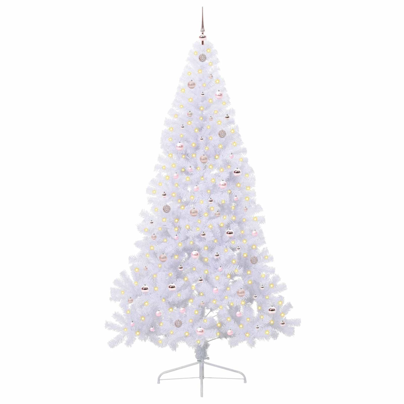 vidaXL Mākslīgā Ziemassvētku eglīte Balts 240 cm PVC un tērauds