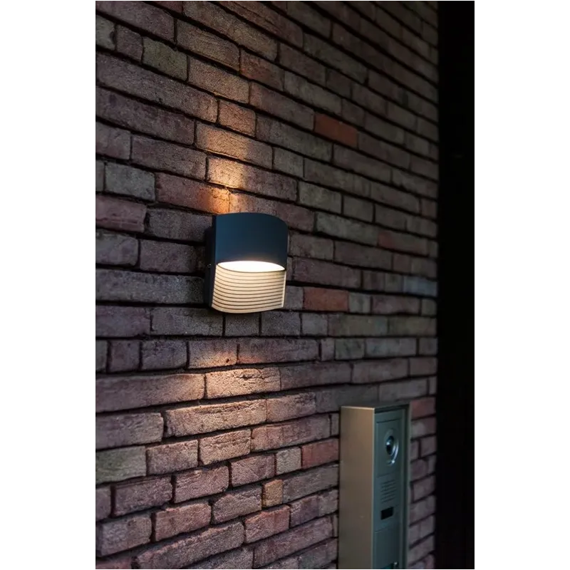 Āra sienas lampa Lutec Lotus, 11W, LED, IP54, pelēka krās., 6.4 cm x 14 cm