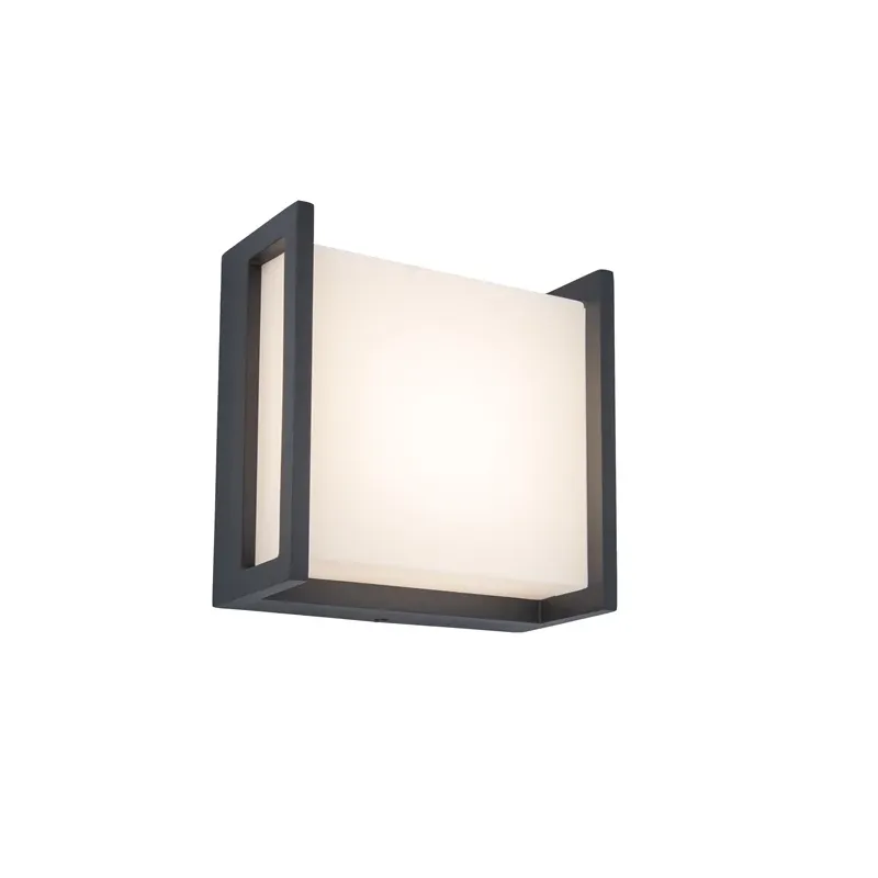 Āra sienas lampa Lutec Qubo, 9.5W, LED, IP54, antracīta krās., 14 cm x 14 cm
