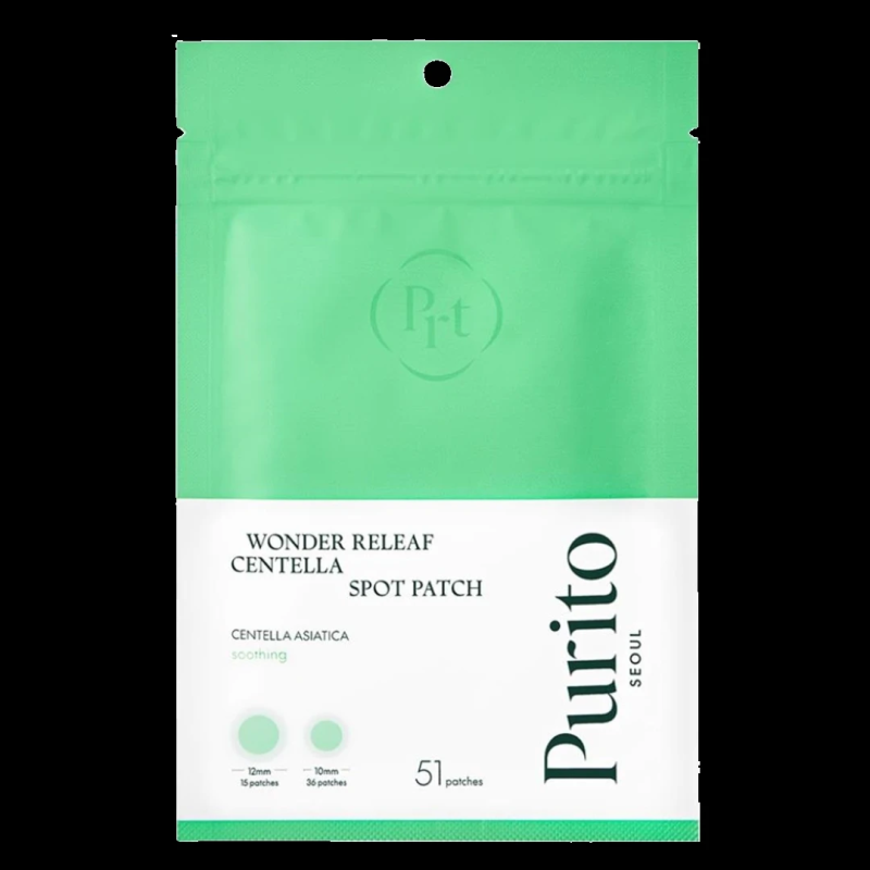 PURITO SEOUL pretiekaisumu plāksteri izsitumiem un pinnēm ar Centella Asiatica 51gab