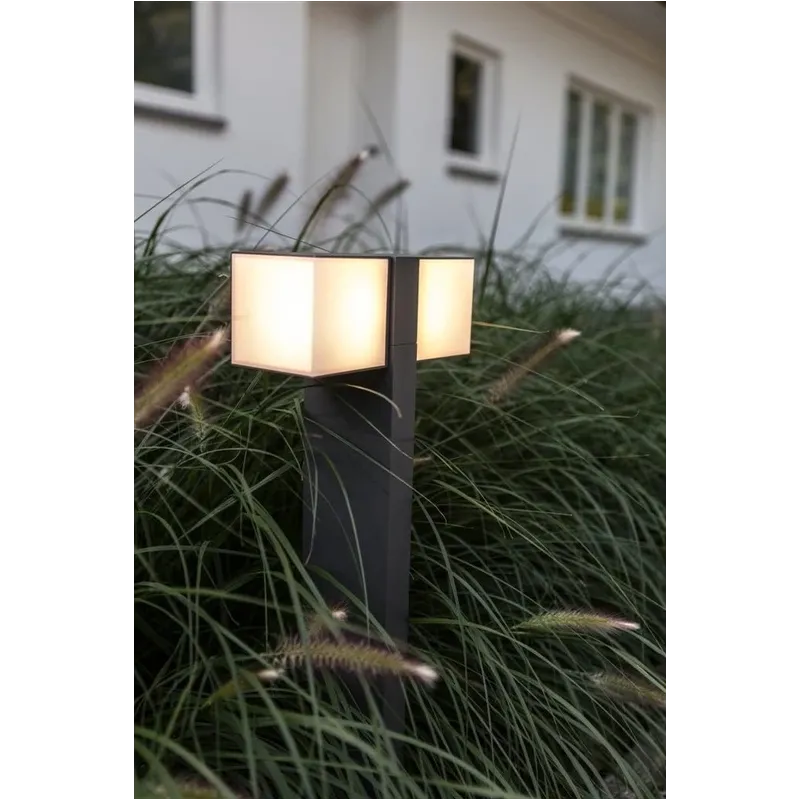 Brīvi stāvošs āra gaismeklis Lutec Cuba, 11.5W, LED, IP54, antracīta krās., 11 cm x 75 cm