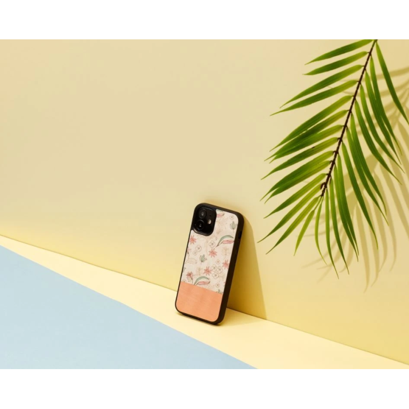MAN&WOOD case for iPhone 12 mini pink flower black