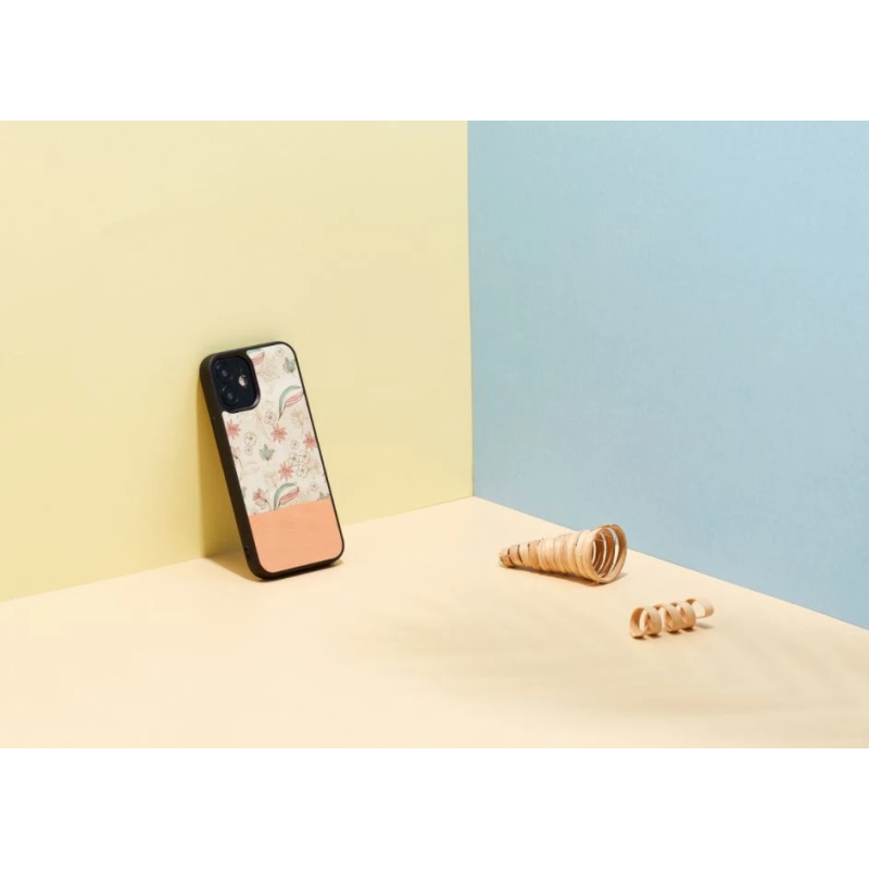 MAN&WOOD case for iPhone 12 mini pink flower black