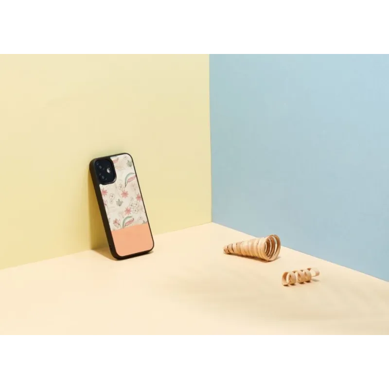 MAN&WOOD case for iPhone 12 mini pink flower black