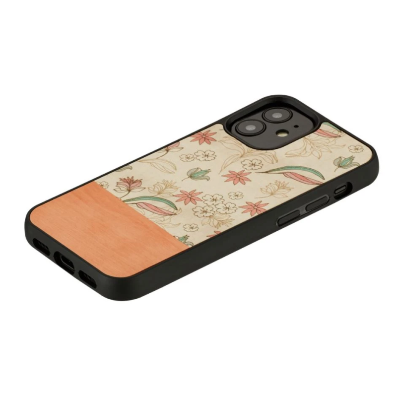 MAN&WOOD case for iPhone 12 mini pink flower black