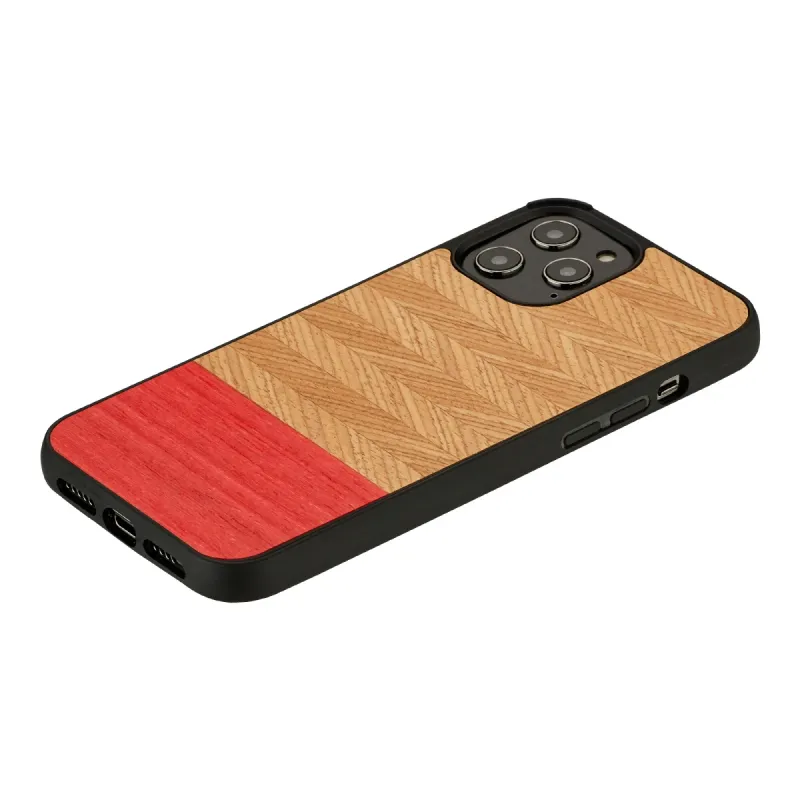 MAN&WOOD case for iPhone 12-12 Pro herringbone azalea black