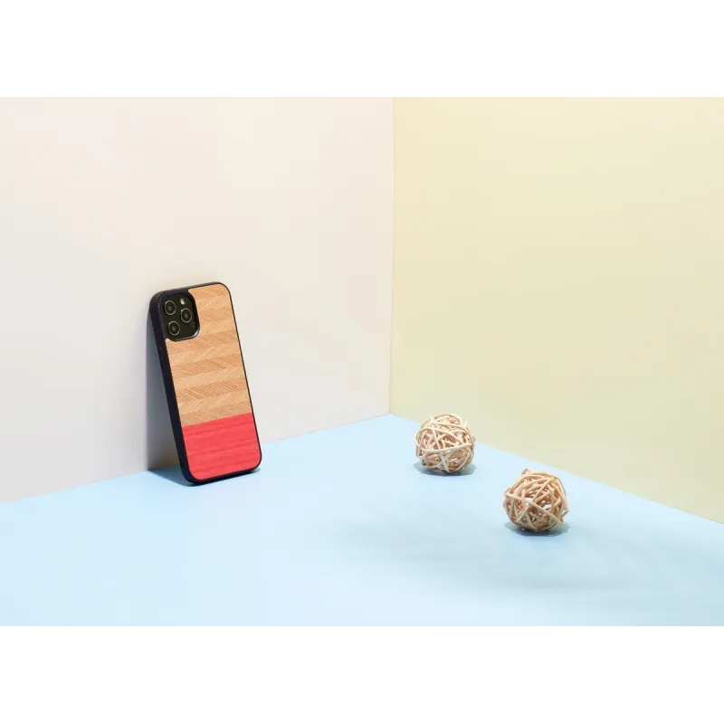 MAN&WOOD case for iPhone 12-12 Pro herringbone azalea black