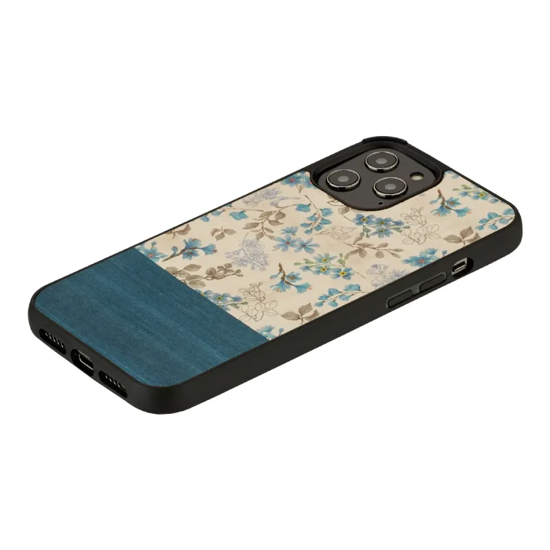 MAN&WOOD case for iPhone 12-12 Pro blue flower black