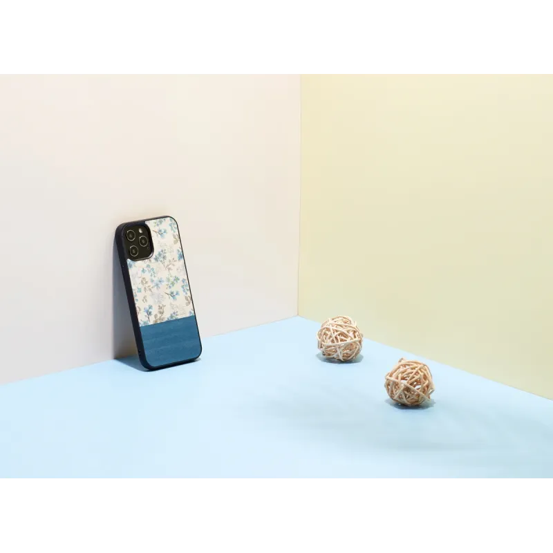 MAN&WOOD case for iPhone 12-12 Pro blue flower black