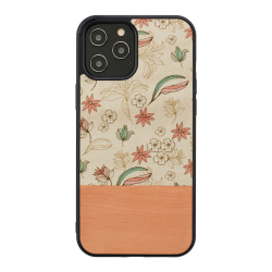 MAN&WOOD case for iPhone 12-12 Pro pink flower black