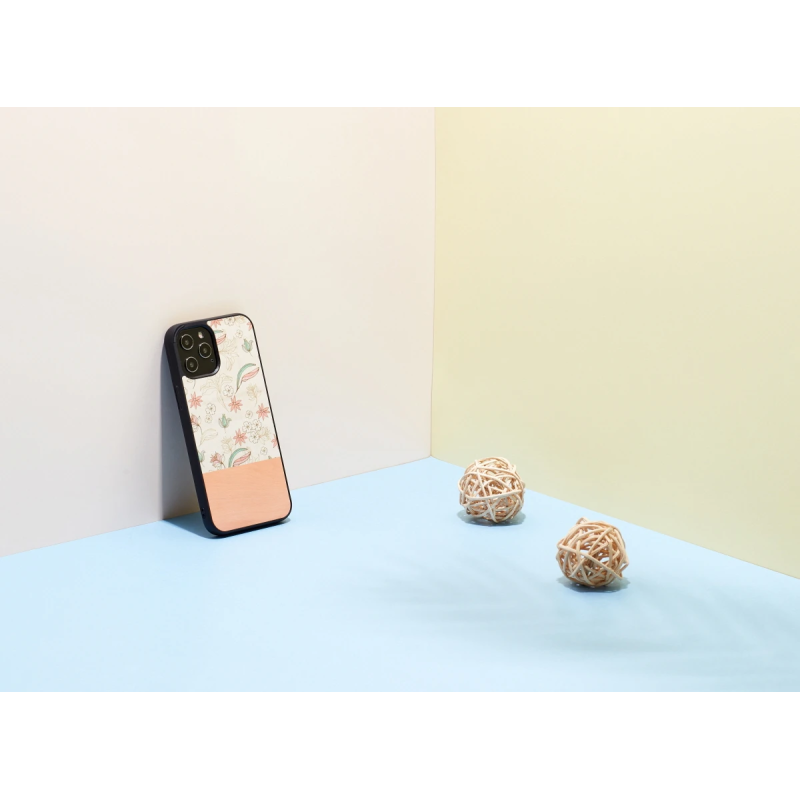 MAN&WOOD case for iPhone 12-12 Pro pink flower black
