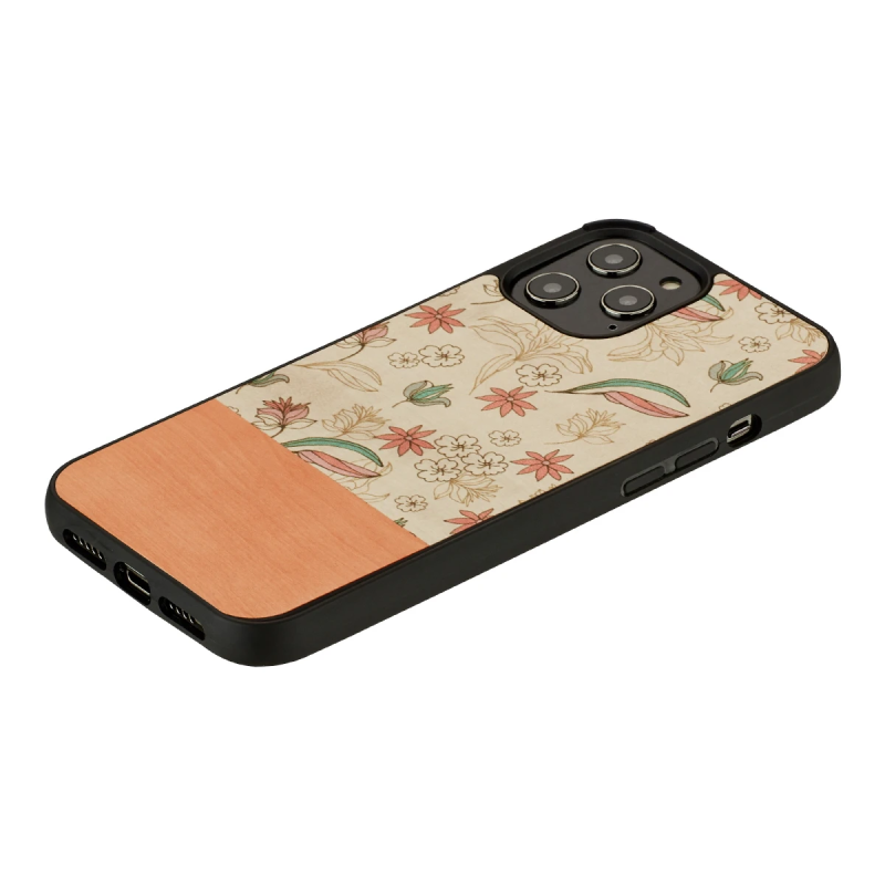 MAN&WOOD case for iPhone 12-12 Pro pink flower black