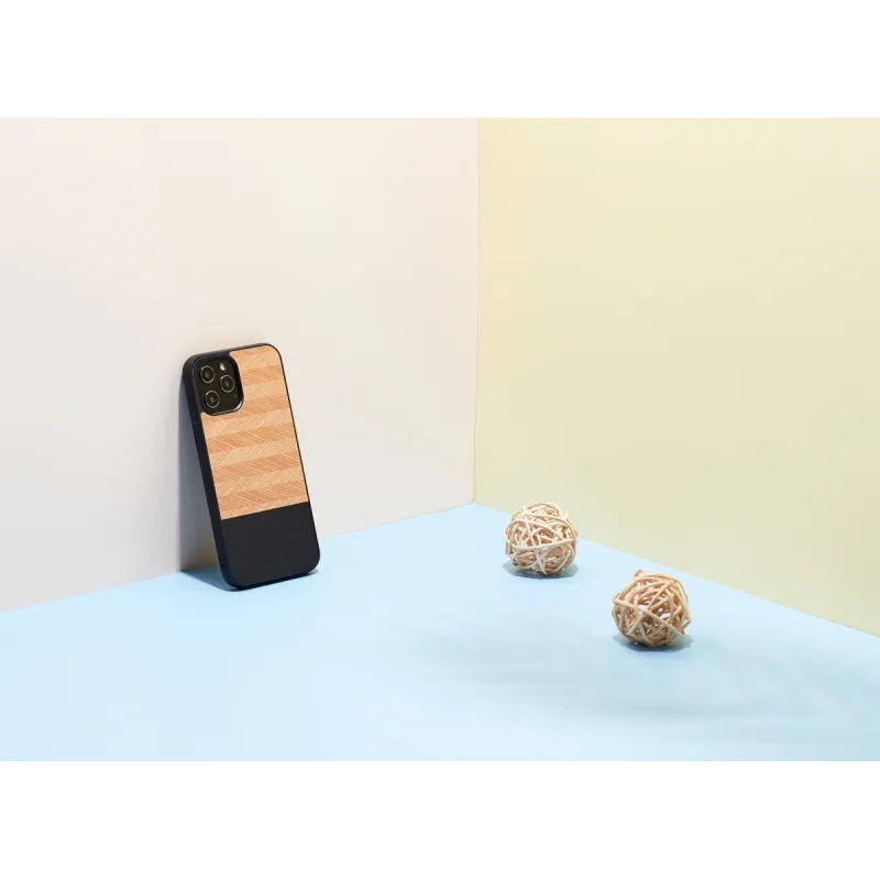 MAN&WOOD case for iPhone 12 Pro Max herringbone nero black