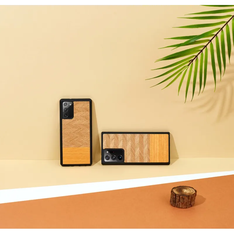 MAN&WOOD case for Galaxy Note 20 herringbone arancia black