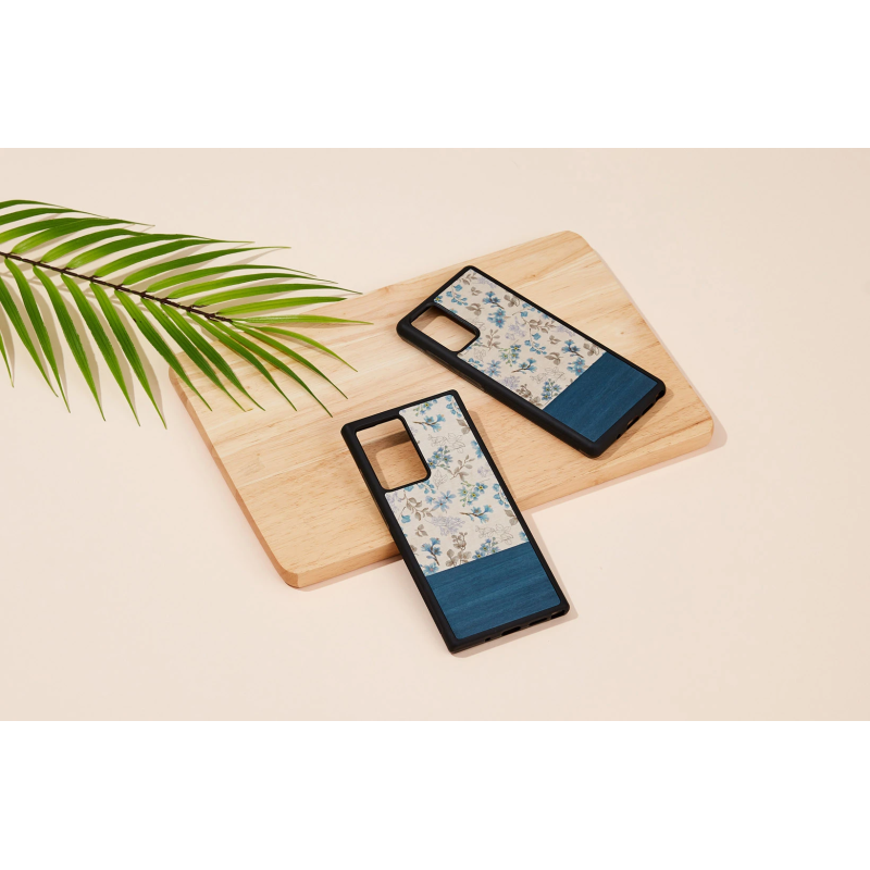 MAN&WOOD case for Galaxy Note 20 blue flower black