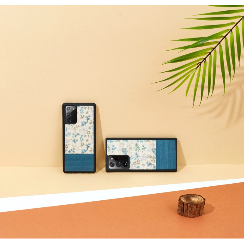 MAN&WOOD case for Galaxy Note 20 blue flower black