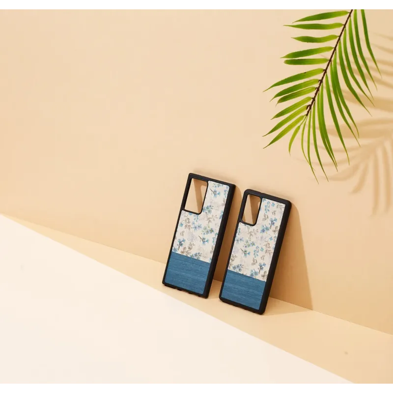 MAN&WOOD case for Galaxy Note 20 blue flower black
