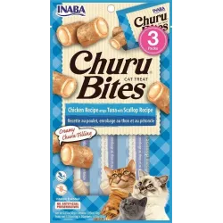 Kassimaius Inaba Churu Cat Bites Chicken Tuna Scallop, kanaliha-mereannid-tuunikala, 0.01 kg, 3 tk