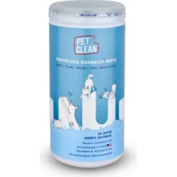 PET WATERLESS SHAMPOO WIPES 50gb - BEZŪDENS ŠAMPŪNS-SALVETES AR HIPOALERĢĒNISKIEM ORGANISKIEM SAVIENOJUMIEM DZĪVNIEKIEM,