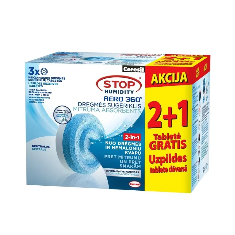 Mitruma uzsūcēja tabletes Ceresit Aero Device Promo, 1350 g