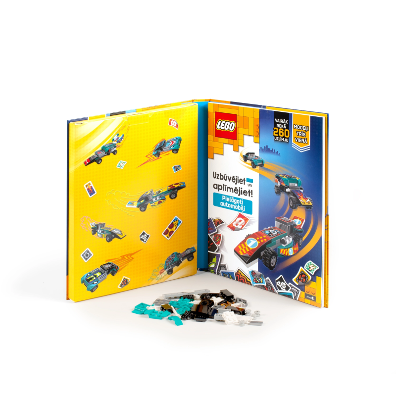 LEGO ICONIC Aktivitāšu grāmata "Būvē un izrotā: Automašīnas" - Latviešu
