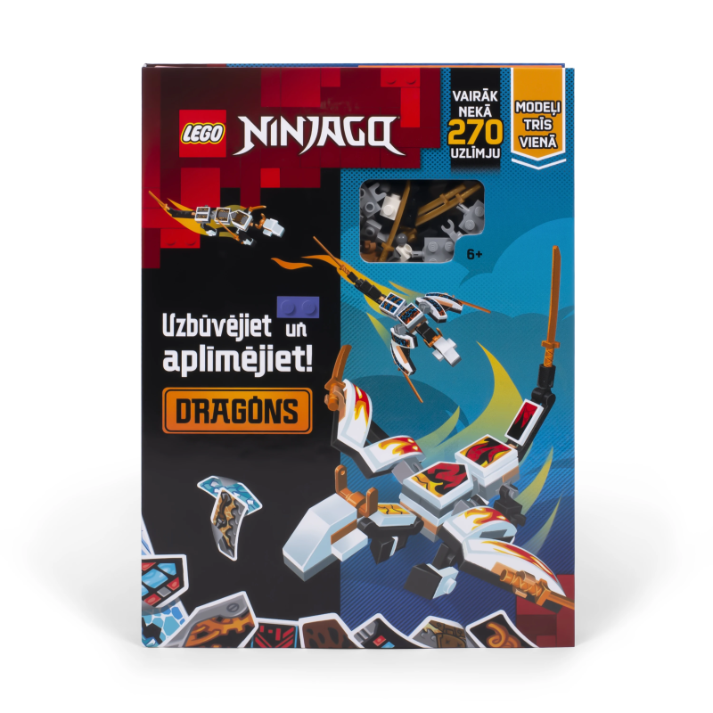 LEGO NINJAGO Aktivitāšu grāmata "Konstruē un būvē: Pūķi" ,Latviešu valodā,