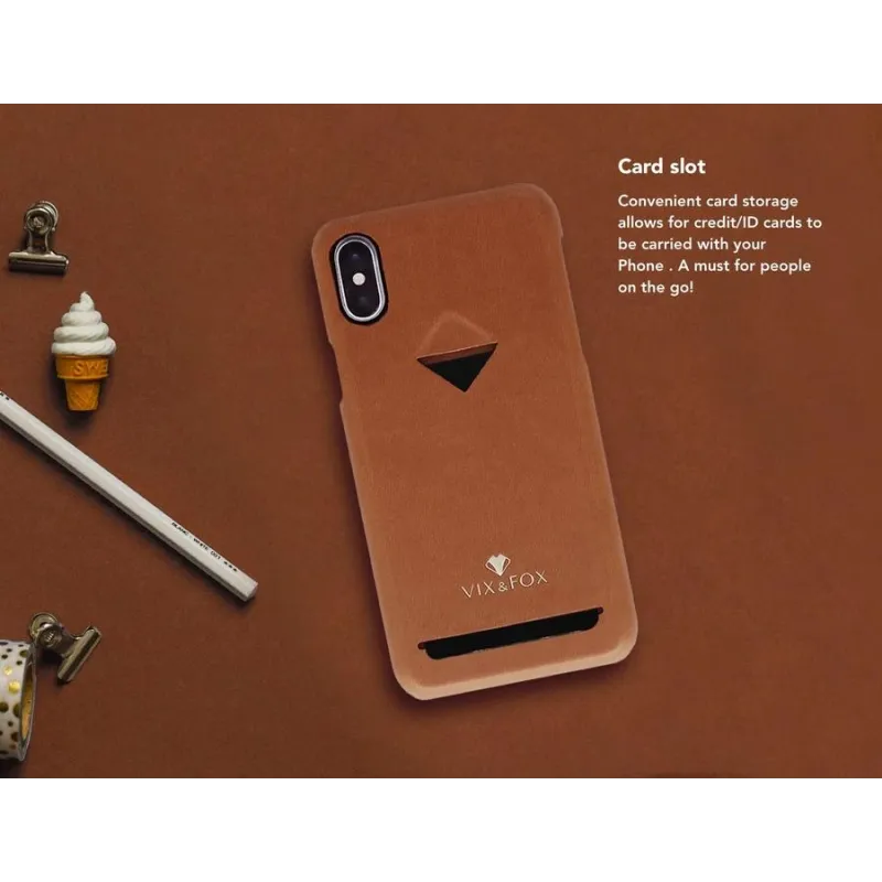 VixFox Card Slot Back Shell for Iphone XSMAX caramel brown