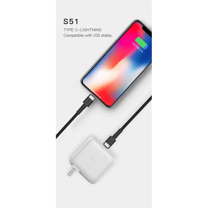Orsen S51 Type C to Lightning 3A 1m red