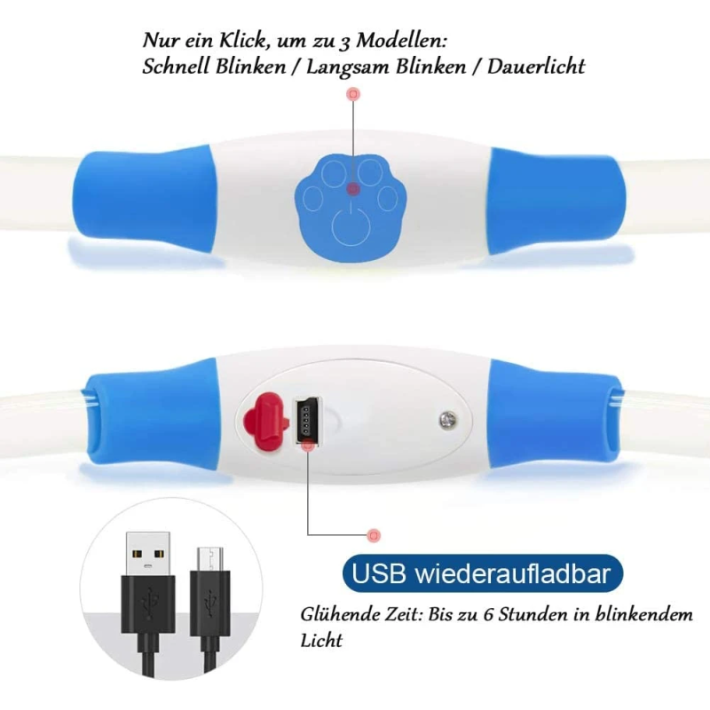KABB LED Collar for Dogs and Cats Blue