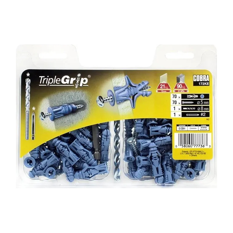 Dībelis Cobra, paredzēts gk plāksnēm-universāls, 5 mm x 32 mm, 70 gab.