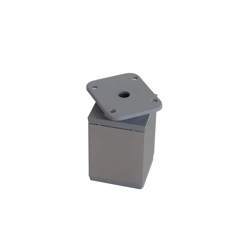 Mēbeļu kāja, 4 cm x 4 cm, 10 - 12 cm, pelēka krās.