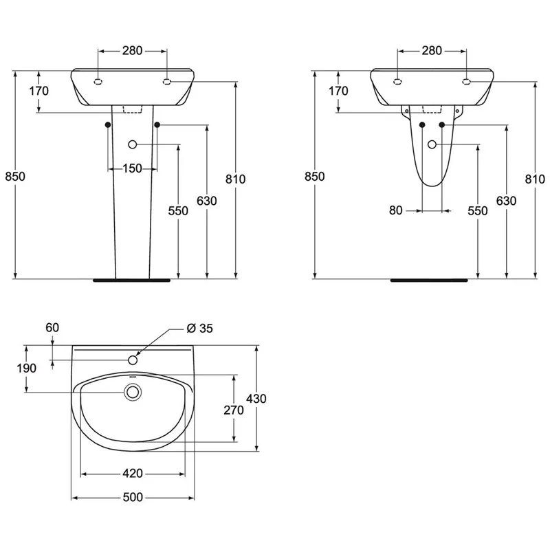 Vannas istabas izlietne Vidima Ulysse, 50 cm x 43 cm x 17 cm, balta