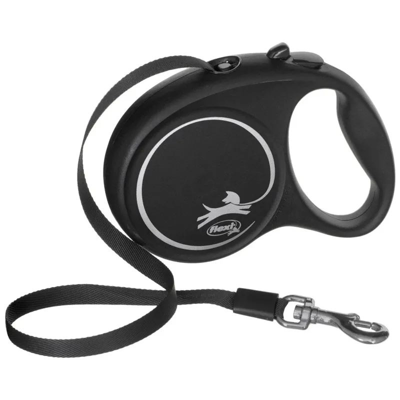 Automātiskā pavada Flexi Black Design, melna krās., M 5m