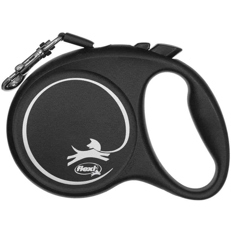Automātiskā pavada Flexi Black Design, melna krās., M 5m