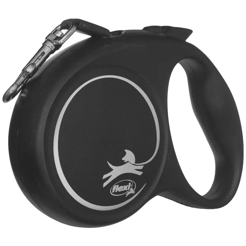 Automātiskā pavada Flexi Black Design, melna krās., M 5m