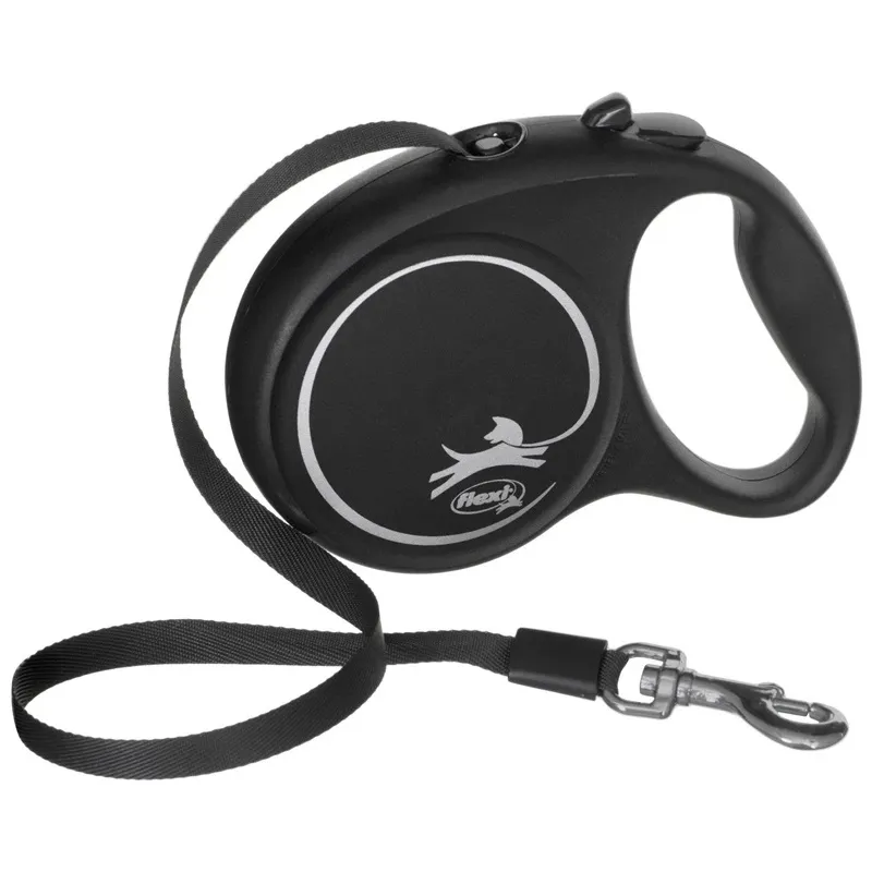Automātiskā pavada Flexi Black Design, melna krās., M 5m