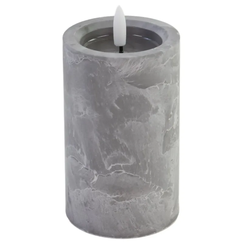 Svece LED 7.5x15cm, akmens efektu