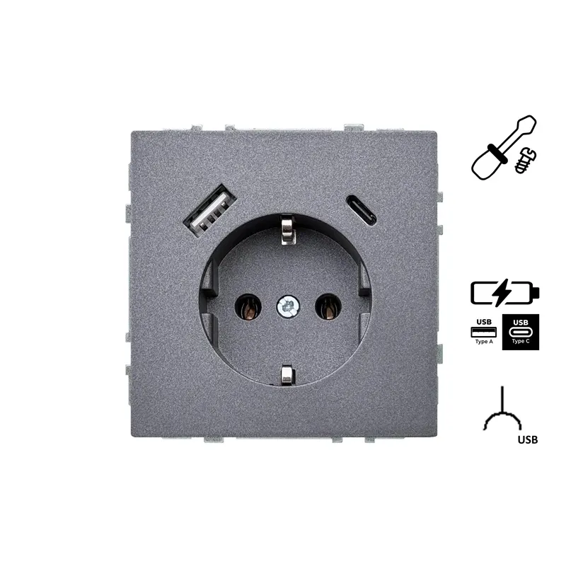 Kontaktligzda Liregus Modern IUK-3-01.M-BM, Iezemēta rozete, matēts melns