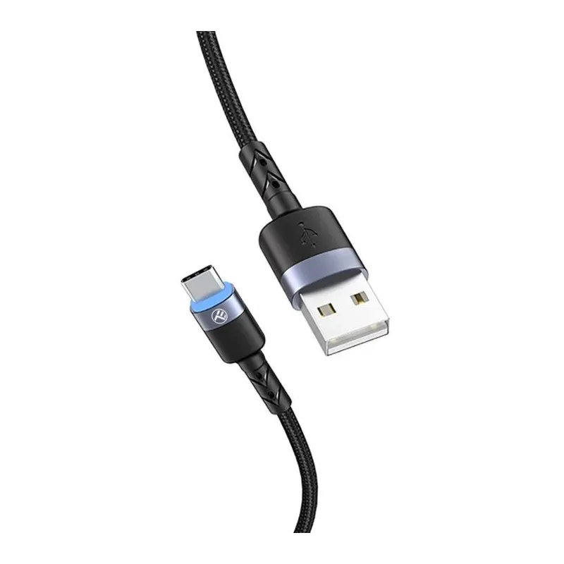 Tellur Data Cable USB to Type-C LED Nylon Braided 1.2m Black