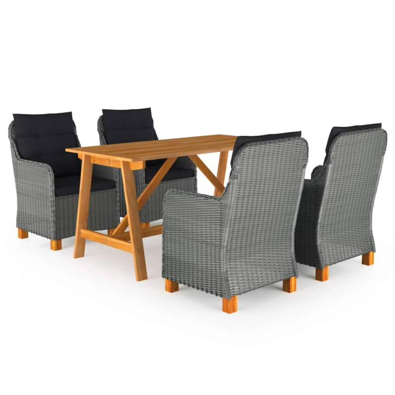 vidaXL 5-daļīgs dārza mēbeļu komplekts, gaiši pelēks