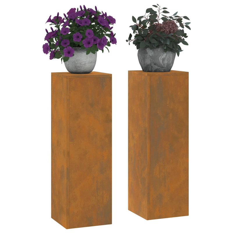 vidaXL Augu statīvs 2 pcs Rūsa 24 x 24 x 75 cm Laika tērauds