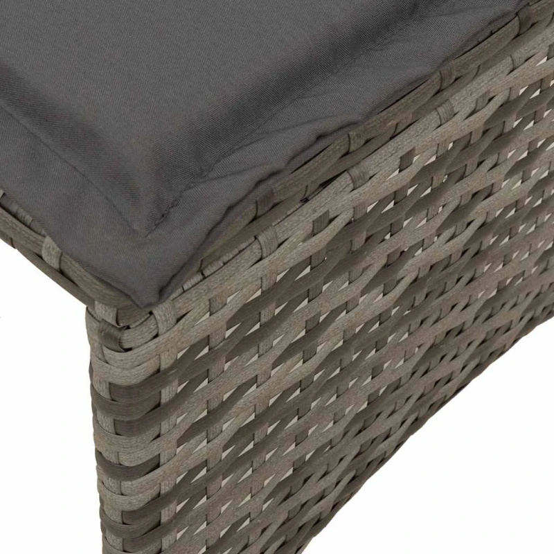 vidaXL 5-daļīgs dārza dīvāna komplekts ar matračiem, pelēks PE pinums