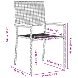 vidaXL Dārza ēdamgalds 5 pcs Pelēka poliratāns