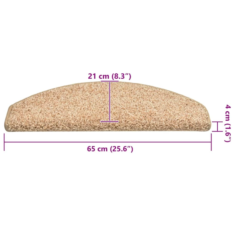 vidaXL kāpņu paklājiņi, 30 gab., 65x21x4 cm, zelta krāsas, pusapaļi, lieli