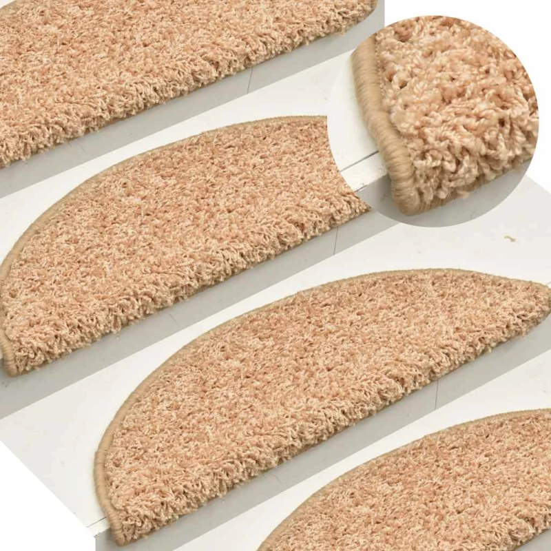 vidaXL kāpņu paklājiņi, 30 gab., 65x21x4 cm, zelta krāsas, pusapaļi, lieli