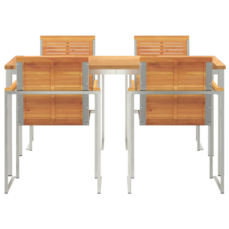 vidaXL Dārza ēdamgalds 5 pcs Brūna Cietā akācijas koks