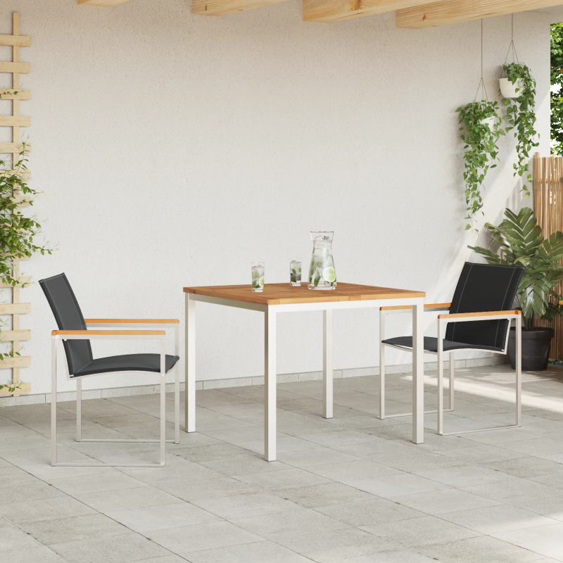 vidaXL Dārza ēdamgalds 3 pcs Brūna Cietā akācijas koks