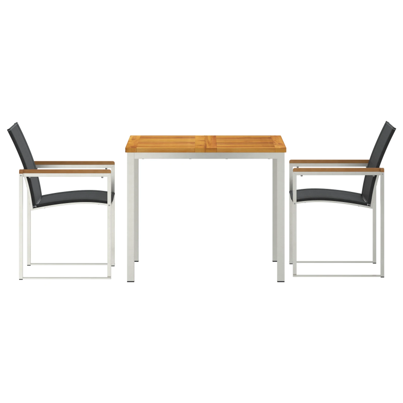 vidaXL Dārza ēdamgalds 3 pcs Brūna Cietā akācijas koks